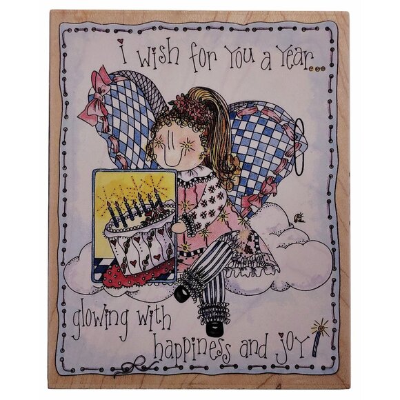 Stamps Happen "I Wish For You A Year" Rubber Stamp Wood Mounted - Picture 1 of 5